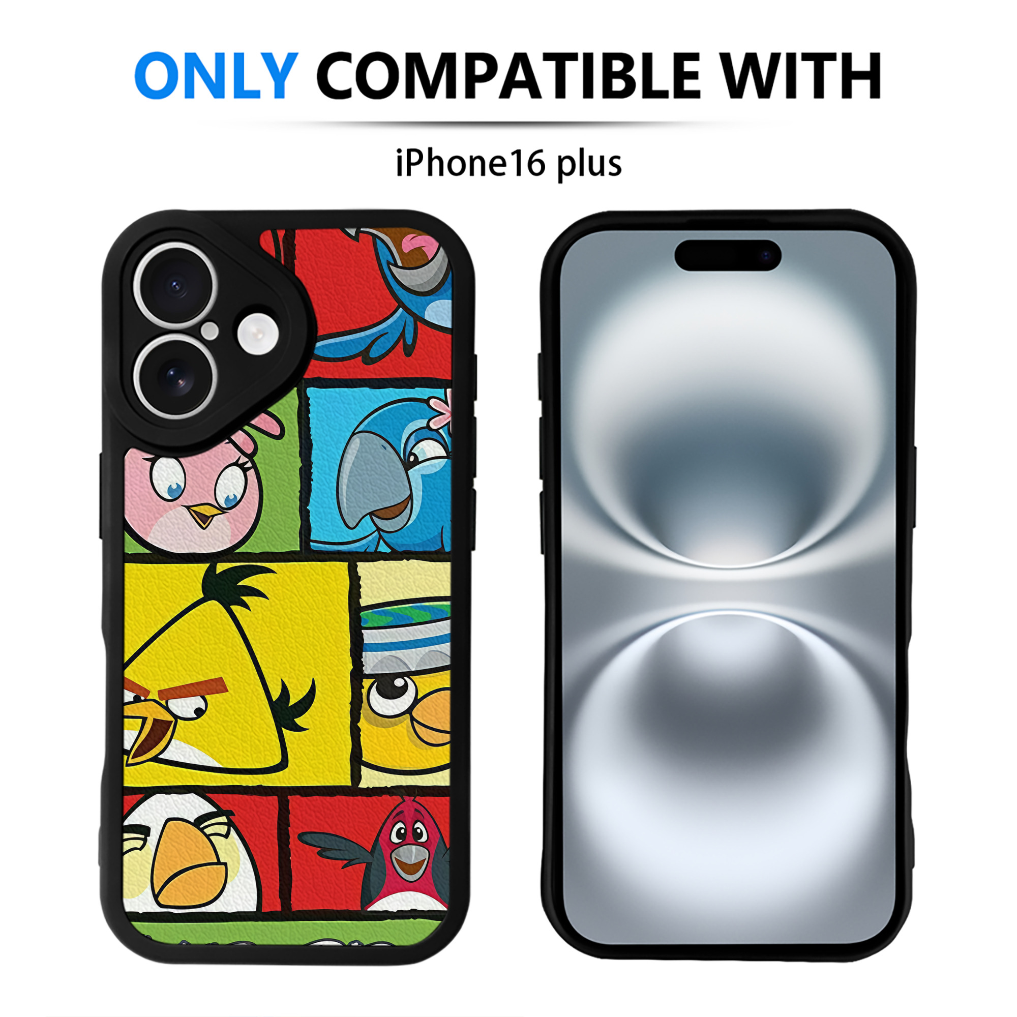 （画像用） Angry Birds アングリーバード 【iPhone 16シリーズ対応】シリコンスマホケース（レザー調） 材質：シリコン
